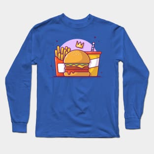 Burger, French fries And Soft Drink Cartoon (2) Long Sleeve T-Shirt